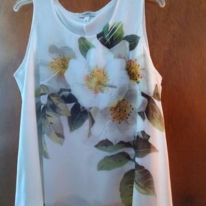 White/Floral lined blouse